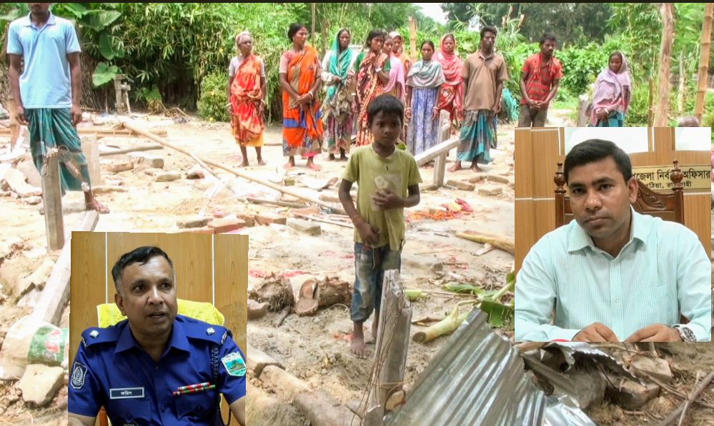রাজশাহীর পুঠিয়ায় জমি নিয়ে দ্বন্দ্বে আদিবাসীদের বাড়ি ভাংচুর, উচ্ছেদ, লুটপাটের অভিযোগ